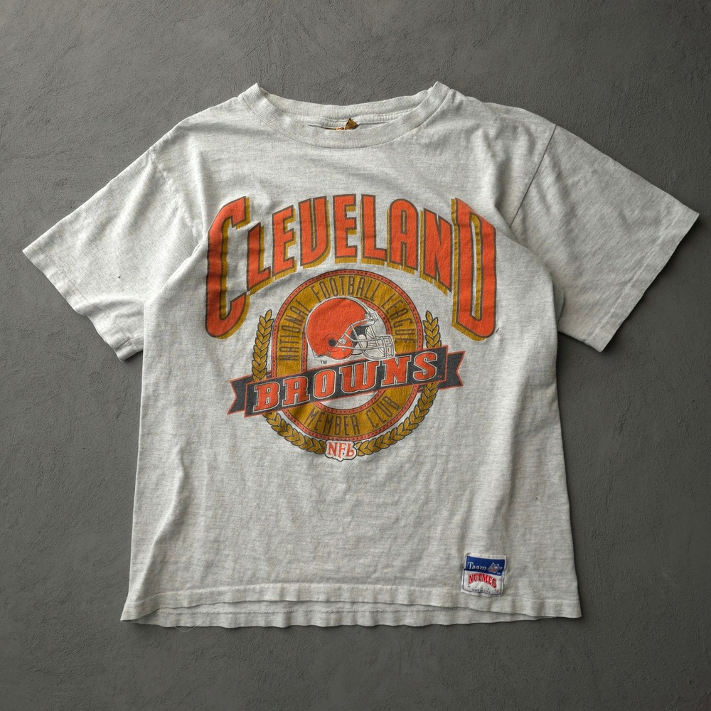 Vintage 90s Cleveland Browns T-shirt Size M Gray NFL Nutmeg Mills USA